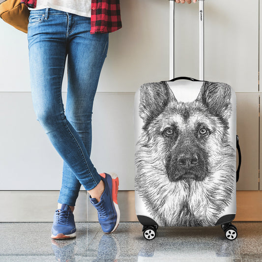 Black And White German Shepherd Print Luggage Cover