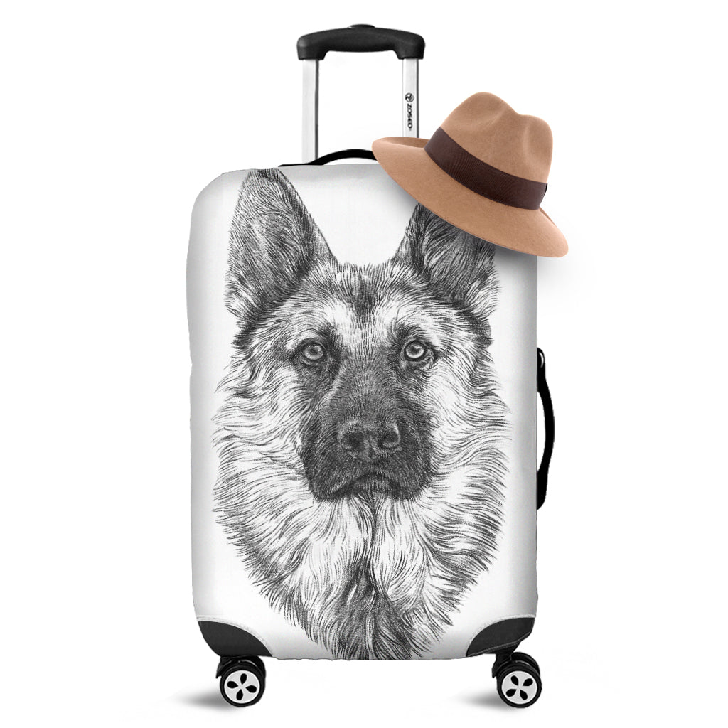 Black And White German Shepherd Print Luggage Cover
