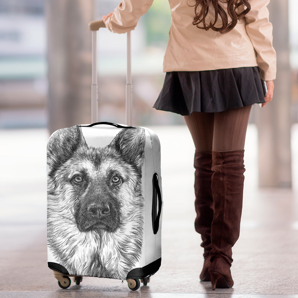 Black And White German Shepherd Print Luggage Cover