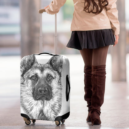 Black And White German Shepherd Print Luggage Cover