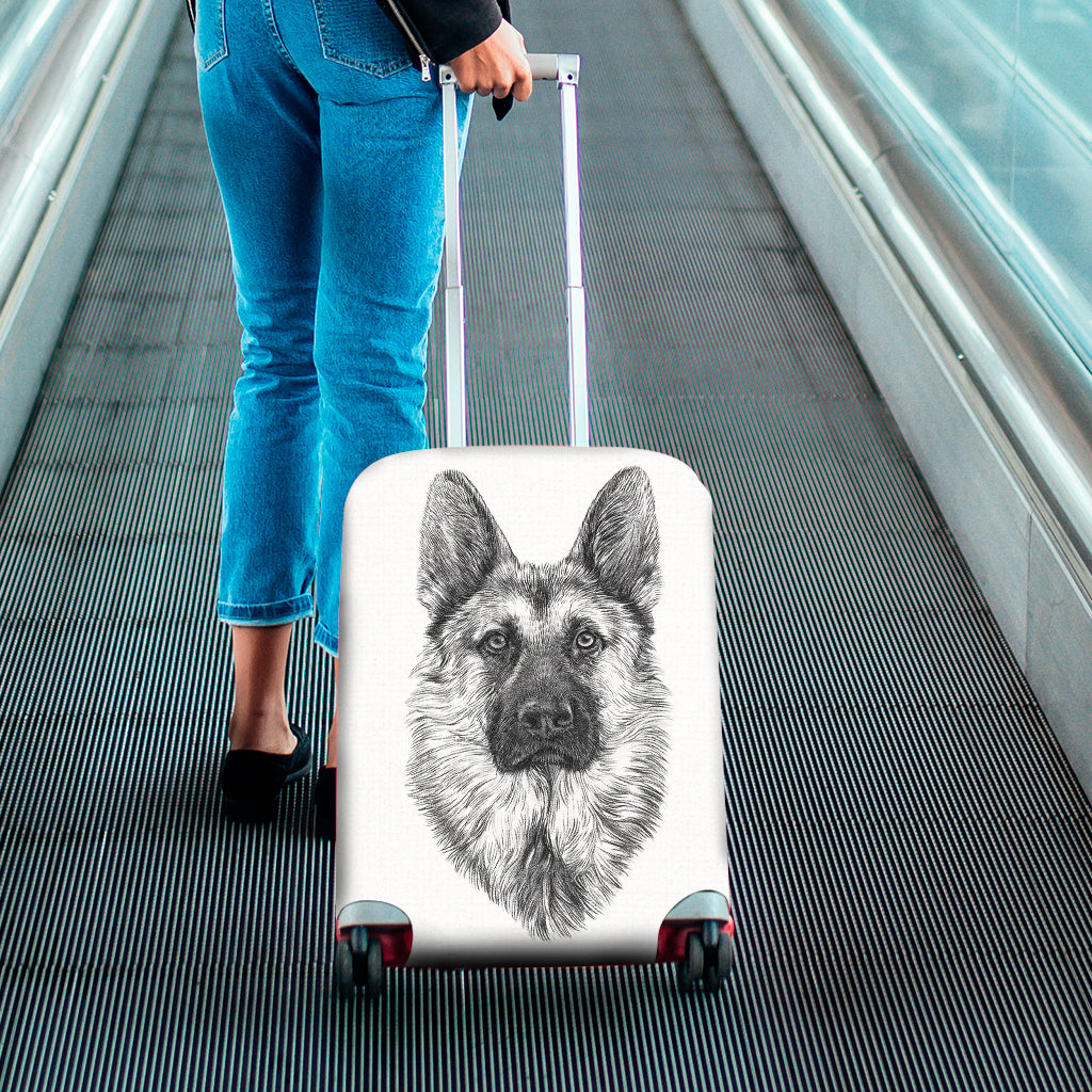 Black And White German Shepherd Print Luggage Cover