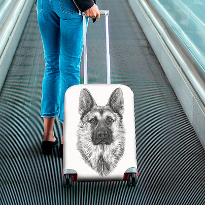 Black And White German Shepherd Print Luggage Cover