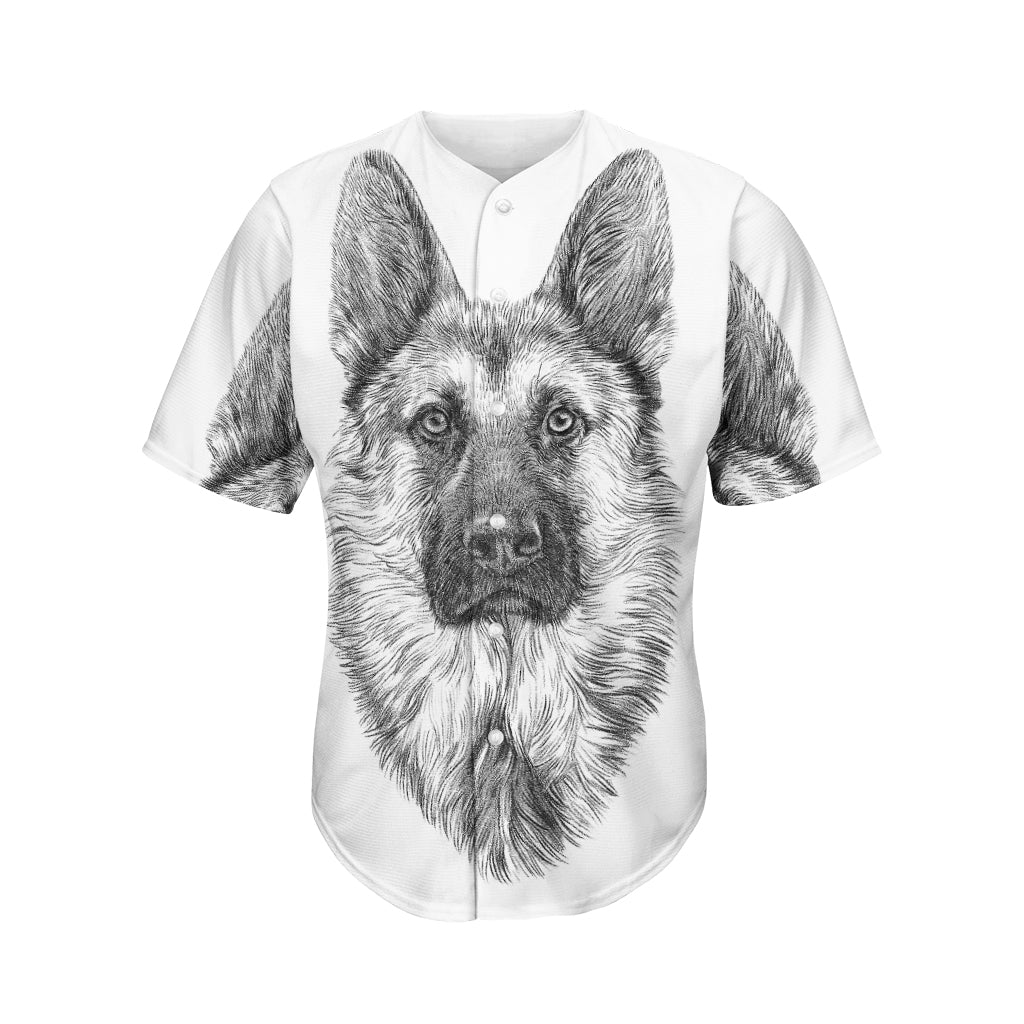 Black And White German Shepherd Print Men's Baseball Jersey