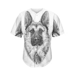 Black And White German Shepherd Print Men's Baseball Jersey