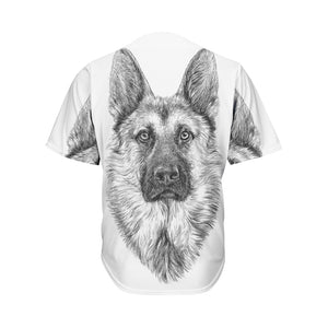 Black And White German Shepherd Print Men's Baseball Jersey