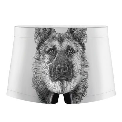 Black And White German Shepherd Print Men's Boxer Briefs