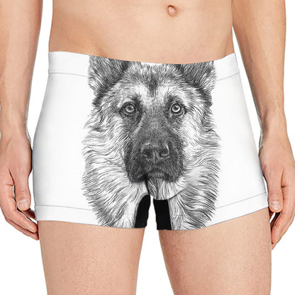 Black And White German Shepherd Print Men's Boxer Briefs