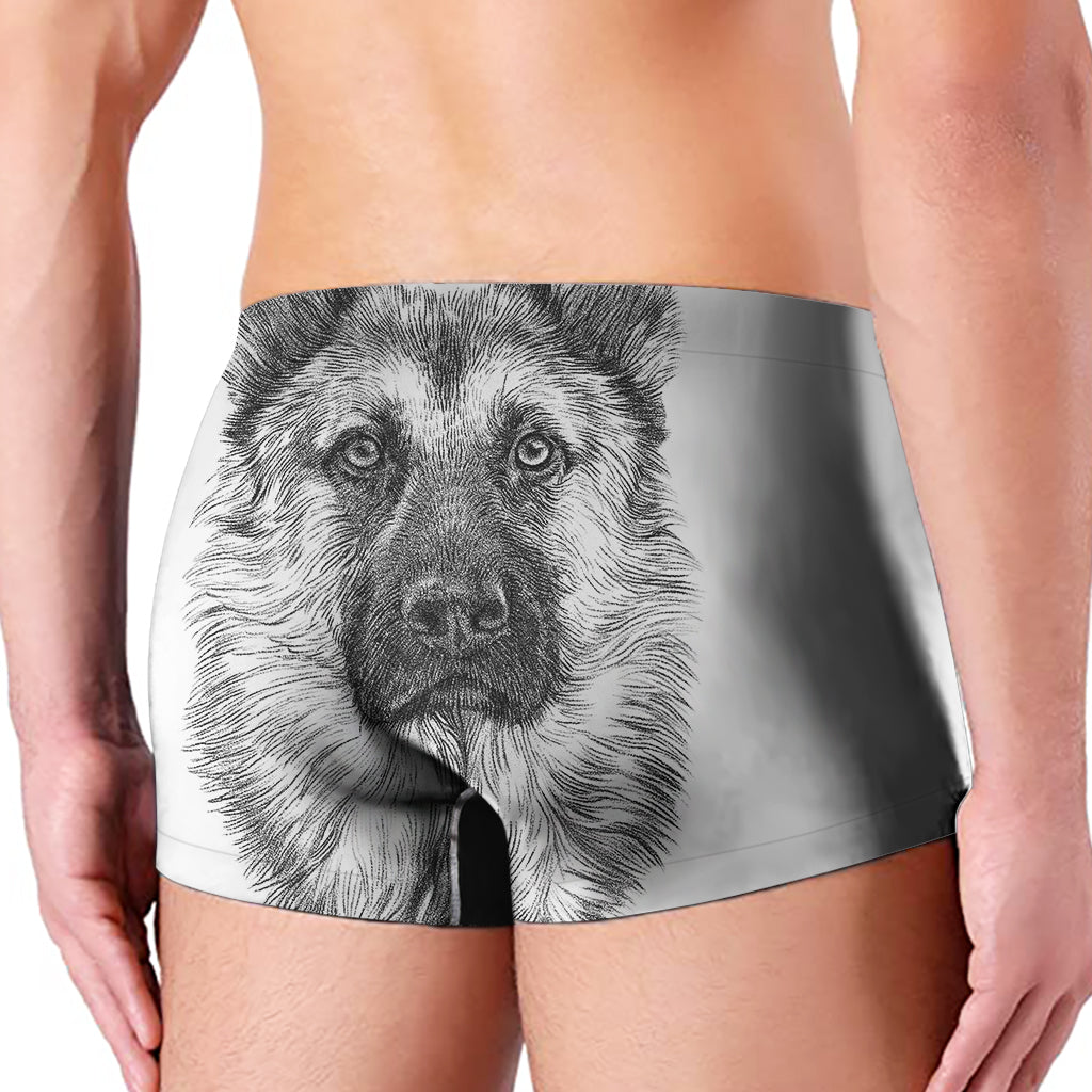 Black And White German Shepherd Print Men's Boxer Briefs