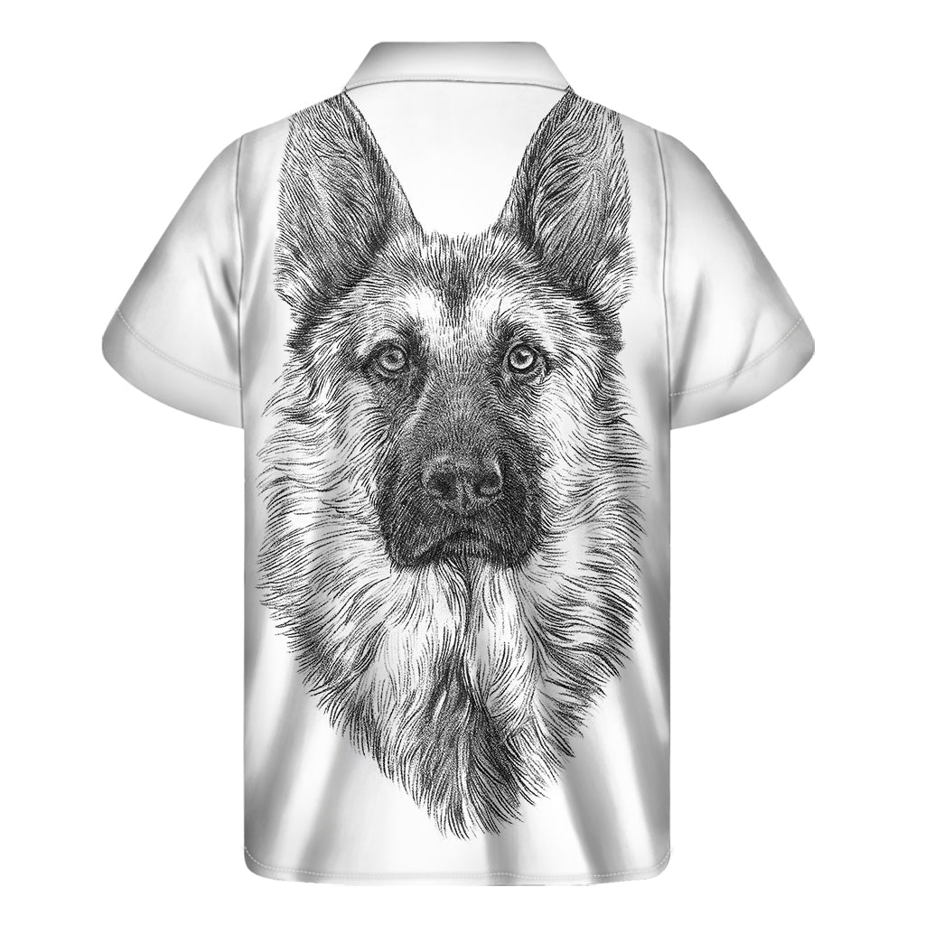 Black And White German Shepherd Print Men's Short Sleeve Shirt