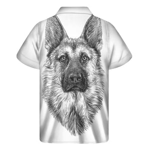 Black And White German Shepherd Print Men's Short Sleeve Shirt