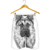 Black And White German Shepherd Print Men's Shorts