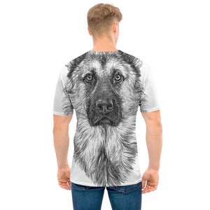 Black And White German Shepherd Print Men's T-Shirt