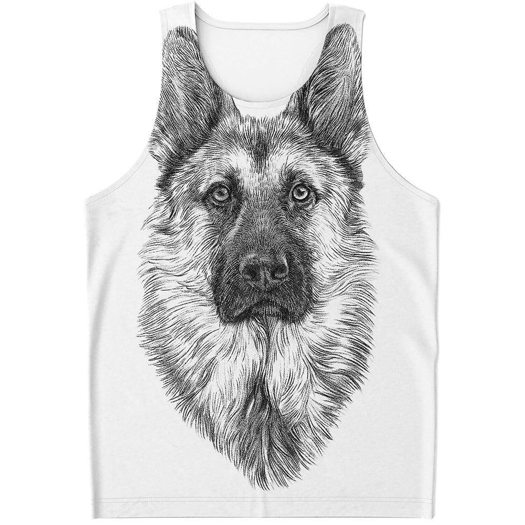 Black And White German Shepherd Print Men's Tank Top