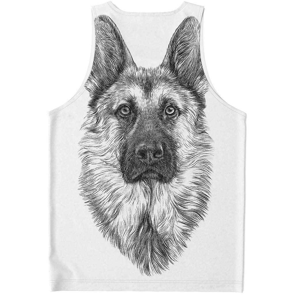 Black And White German Shepherd Print Men's Tank Top