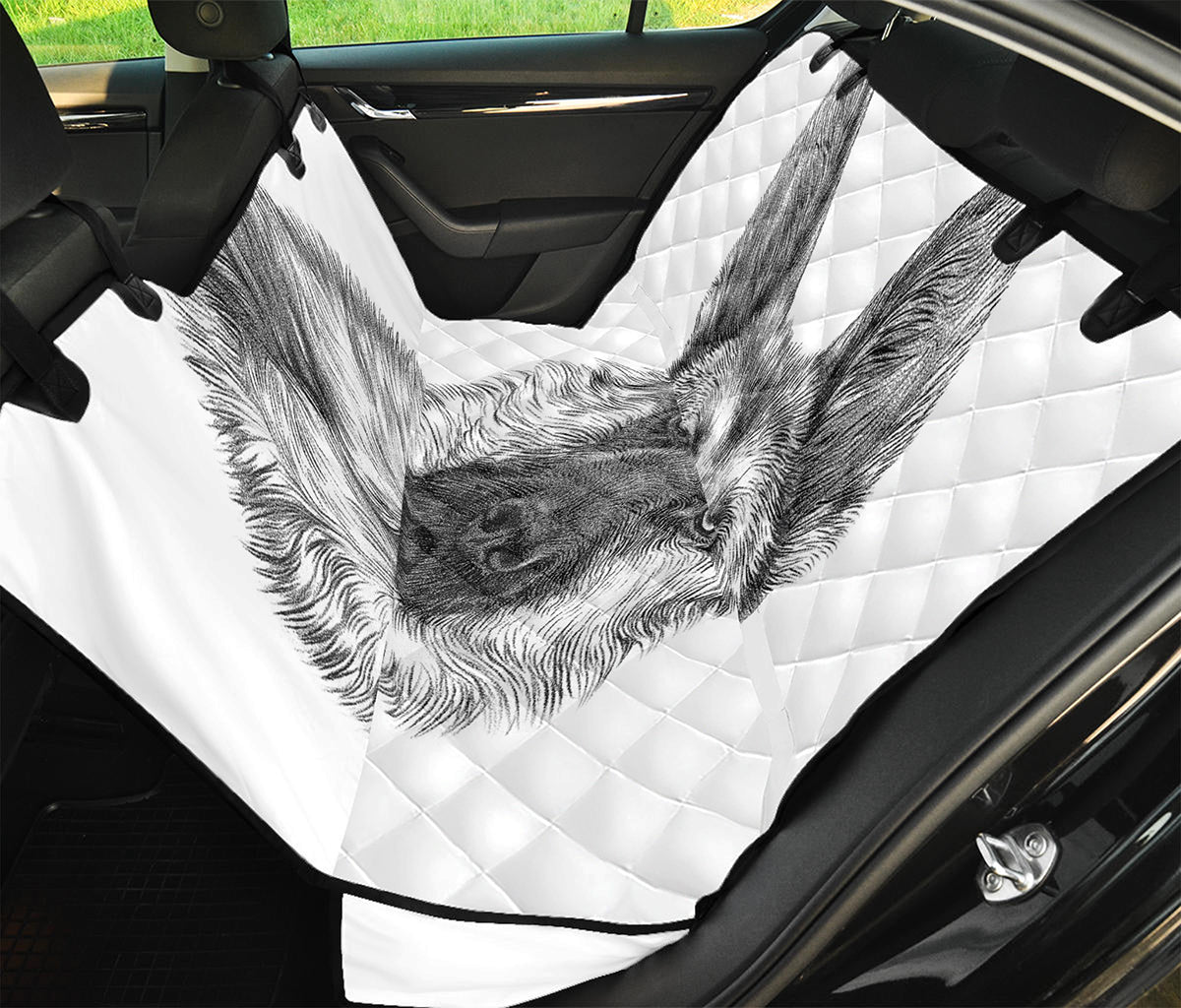 Black And White German Shepherd Print Pet Car Back Seat Cover