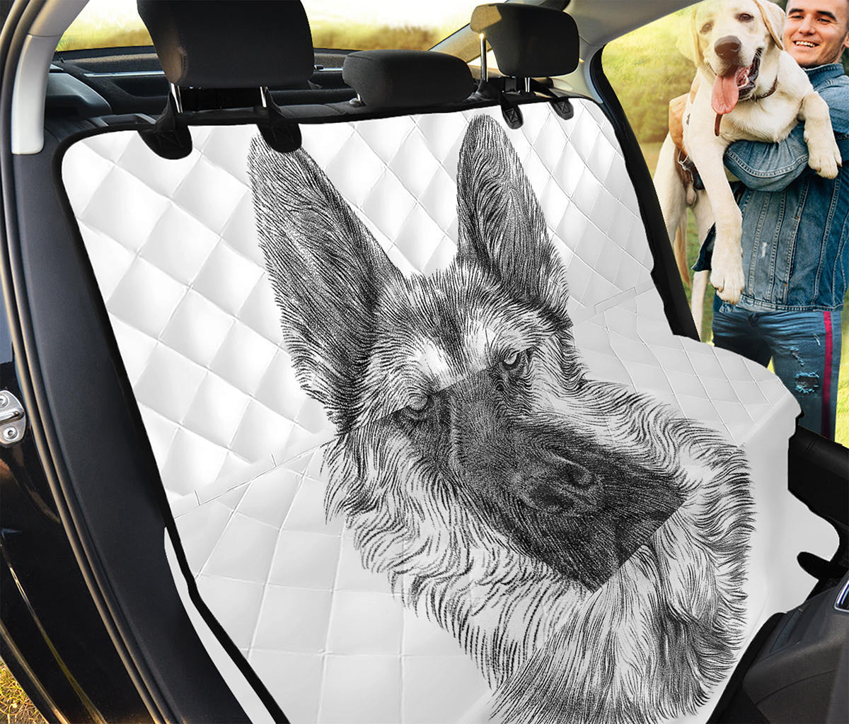 Black And White German Shepherd Print Pet Car Back Seat Cover