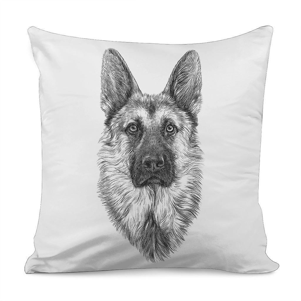 Black And White German Shepherd Print Pillow Cover