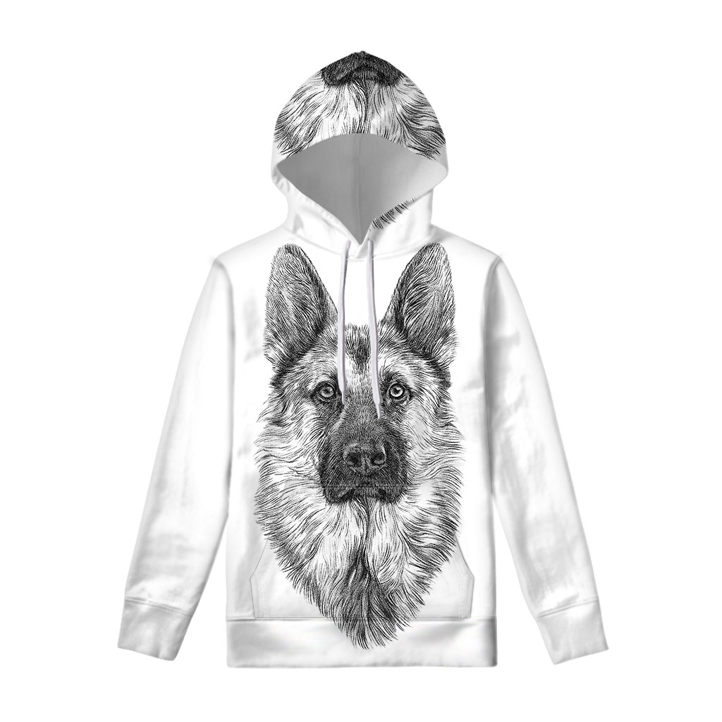 Black And White German Shepherd Print Pullover Hoodie