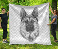 Black And White German Shepherd Print Quilt