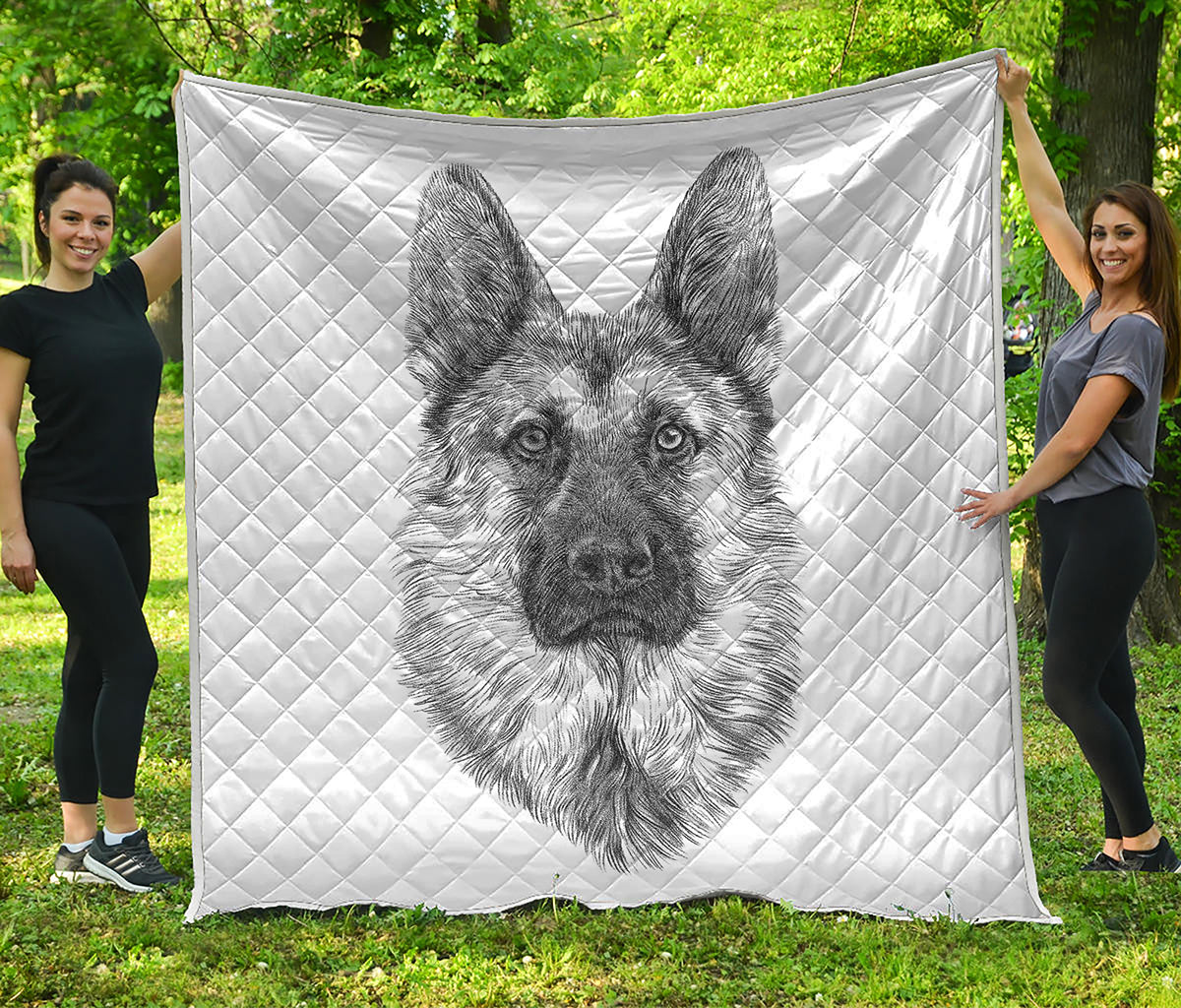 Black And White German Shepherd Print Quilt