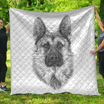 Black And White German Shepherd Print Quilt