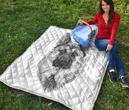 Black And White German Shepherd Print Quilt
