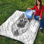 Black And White German Shepherd Print Quilt
