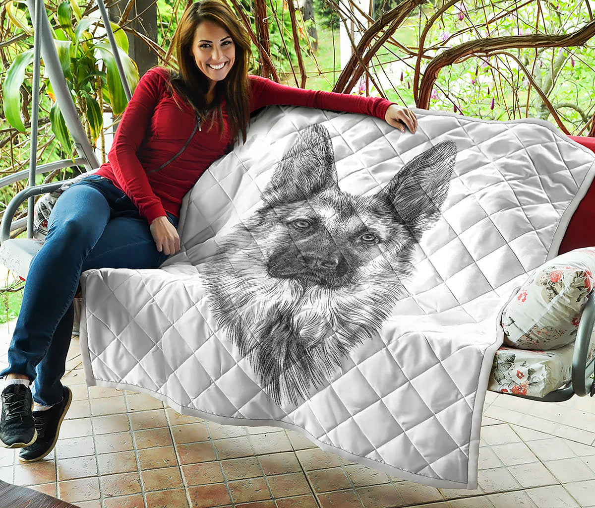 Black And White German Shepherd Print Quilt