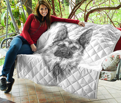 Black And White German Shepherd Print Quilt