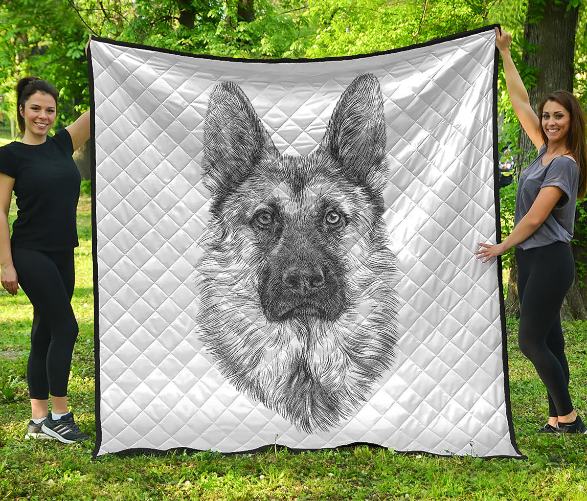 Black And White German Shepherd Print Quilt