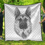 Black And White German Shepherd Print Quilt