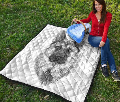 Black And White German Shepherd Print Quilt