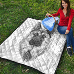Black And White German Shepherd Print Quilt