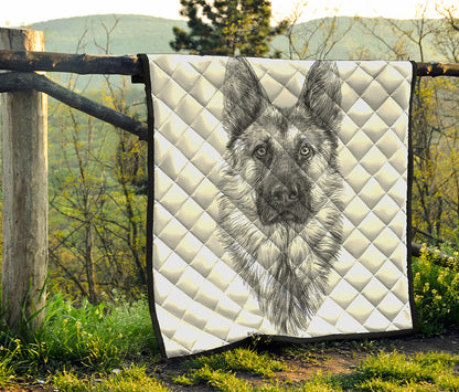 Black And White German Shepherd Print Quilt