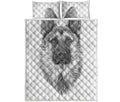 Black And White German Shepherd Print Quilt Bed Set
