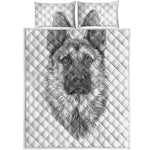 Black And White German Shepherd Print Quilt Bed Set