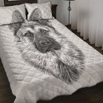 Black And White German Shepherd Print Quilt Bed Set
