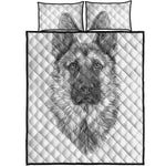 Black And White German Shepherd Print Quilt Bed Set