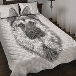Black And White German Shepherd Print Quilt Bed Set