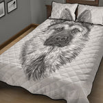 Black And White German Shepherd Print Quilt Bed Set