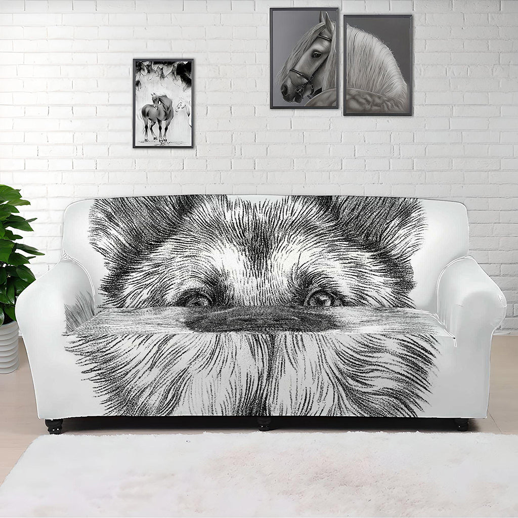 Black And White German Shepherd Print Sofa Cover