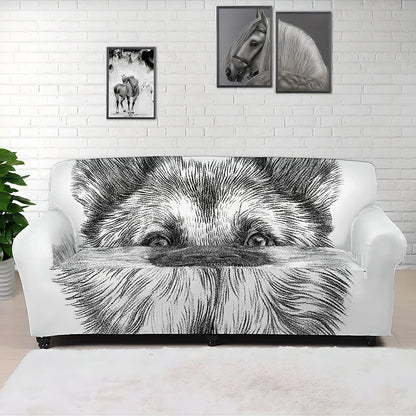Black And White German Shepherd Print Sofa Cover