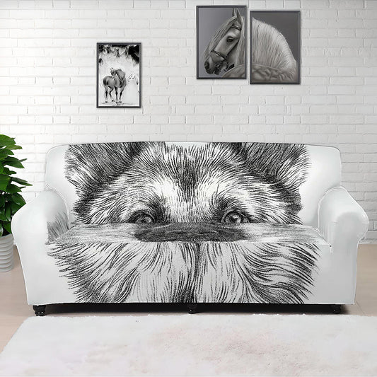 Black And White German Shepherd Print Sofa Cover