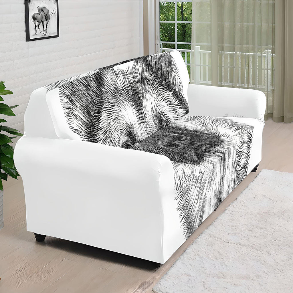 Black And White German Shepherd Print Sofa Cover