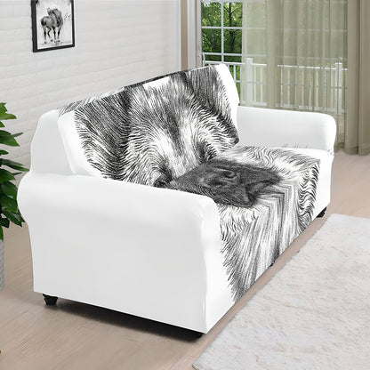 Black And White German Shepherd Print Sofa Cover