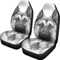 Black And White German Shepherd Print Universal Fit Car Seat Covers