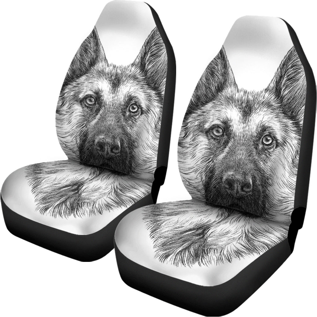 Black And White German Shepherd Print Universal Fit Car Seat Covers