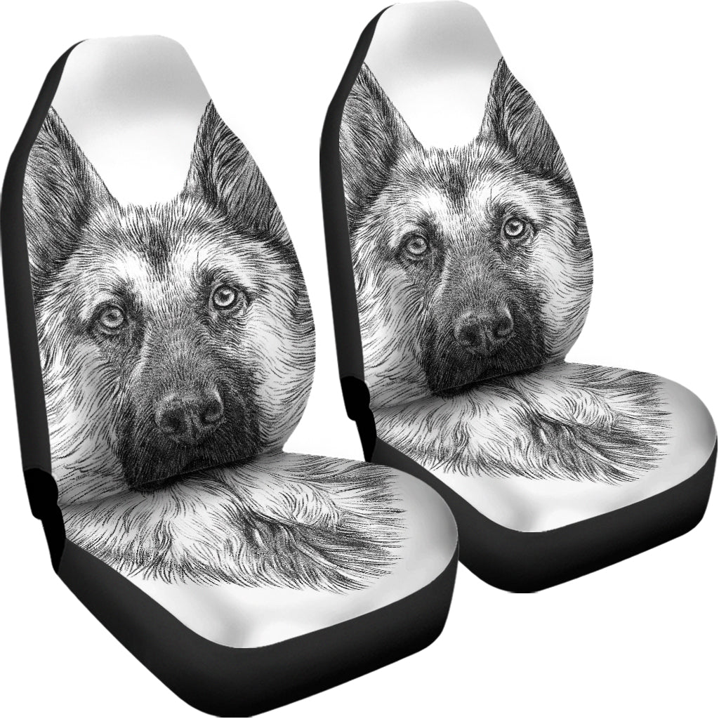 Black And White German Shepherd Print Universal Fit Car Seat Covers