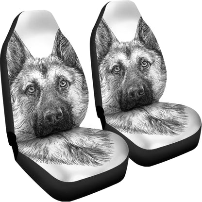 Black And White German Shepherd Print Universal Fit Car Seat Covers