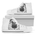 Black And White German Shepherd Print White High Top Sneakers